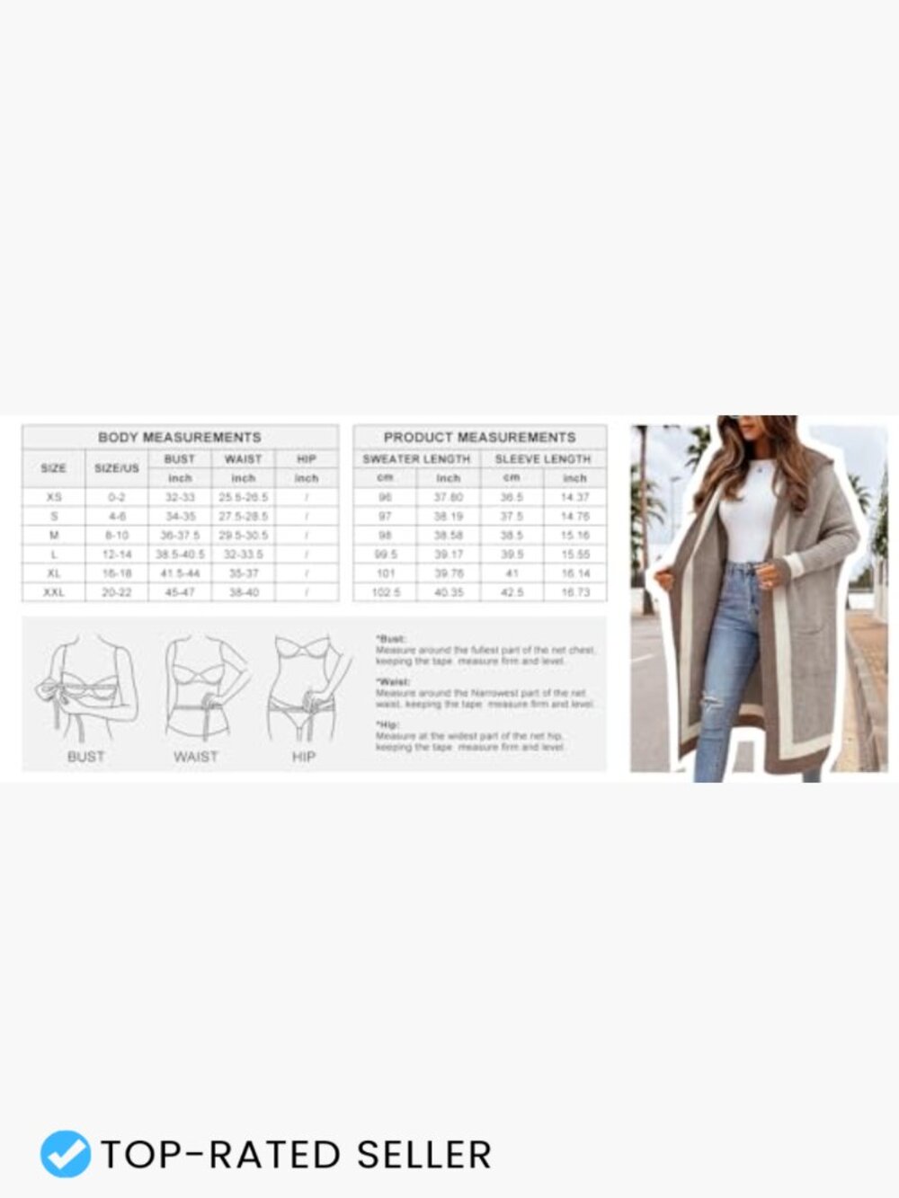 Color Block Vertical Striped Open Front Hooded Long Cardigan Sweater with - Picture 5 of 7